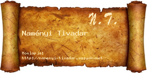 Naményi Tivadar névjegykártya